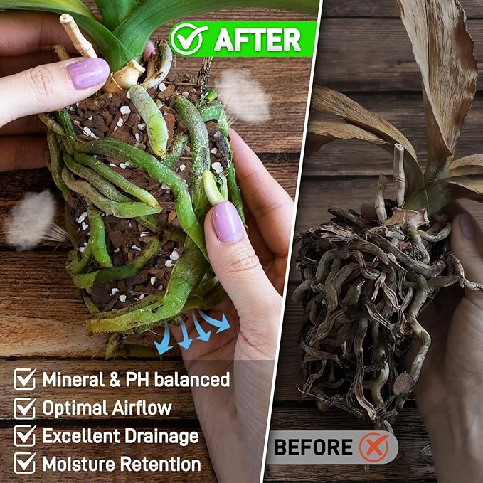 Orchid Bark Potting Mix - 18QT Natural Orchid Potting Mix for Repotting, Blended with Small Pine Bark and Perlite to Provide Ideal Ventilation and Good Drainage for Orchids and Other Potted Plants