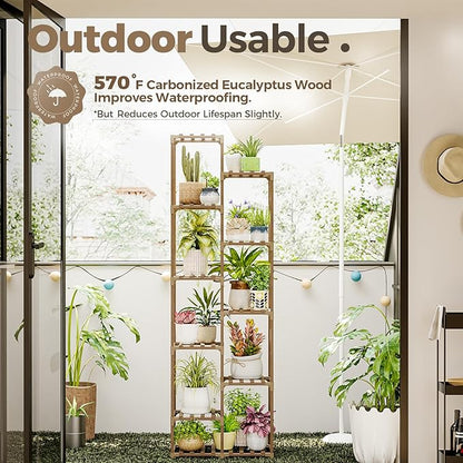 Bamworld Plant Stand Indoor Outdoor 11 Tier Tall Large Wood Plant Shelf Multi Tier Flower Stands Garden Shelves Wooden Plant Display Holder Rack for Living Room Corner