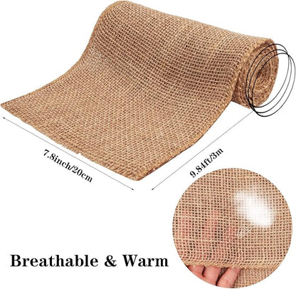 4 Rolls Natural Jute Burlap Tree Wraps, 7.8"×9.8' Winter Tree Protector Wraps Garden Trees Trunk Guard Plant Wrap Shrub Plants Bandage Wrap for Keep Plant Warm