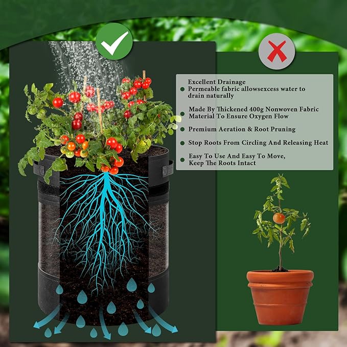 3 Pack 10 Gallon 360° Visibility Potato Grow Bags with Shading Flap, Plant Grow Bags for Growing Potatoes Heavy Duty Thickened Nonwoven Fabric Gardening Vegetable Growing Bags with Harvest Window