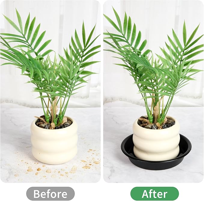 6 Pack Plant Saucer Tray, 6 Inch Round Plastic Classic Plant Saucer, 6" Heavy Duty PlasticPlastic Plant Trays for Pots Dray Tray, Black