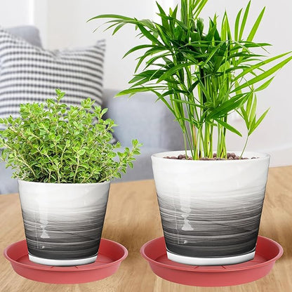 6 Pack of Plant Saucer Tray 9 10 inch, Heavy Duty Plastic Pot Plant Drip Trays Saucers for for Indoors Outdoor, Plant Water Tray for Planters 9-10" (10", Clay)