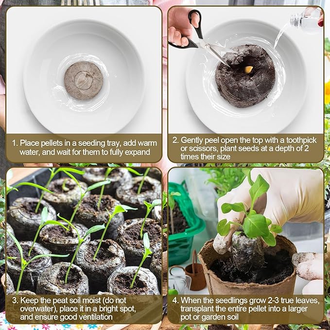 Legigo 300 Pcs 40mm Seed Starter Peat Pellets for Seedlings- Compressed Seed Starter Pods Seed Starting Pellets Plugs Soil Peat Pods for Starting Seeds, Garden Planting Herb Flower Vegetables