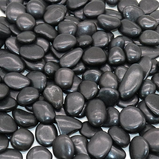 Rocks for Plants. Black Polished Decorative Pebbles. 0.5 to 1 Inch 18 lbs. for Garden, Landscaping, Indoor, Vase fillers, Crafting, Succulents, pots, Plants