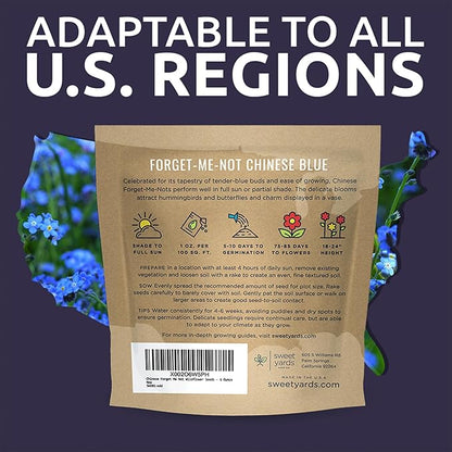 Chinese Forget Me Not Wildflower Seeds - Bulk 1 Ounce Packet - Over 5,500 Open Pollinated Seeds - Blue Cynoglossum amabile