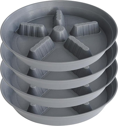 4 Pack Plant Saucer 14 inch, Plastic Plant Saucers for Indoors, Raised Middle Plant Trays for Pots, Water Tray for Plants, Plant Stand Water Catcher Tray, Pot Saucers for Plants