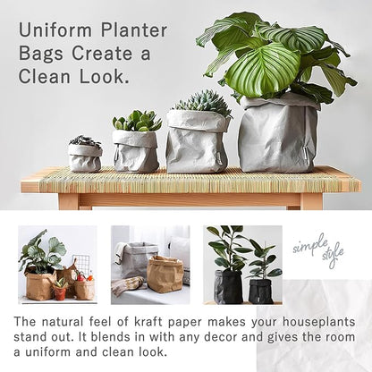 Planter Cover, Washable Kraft Paper Storage Bag, Interior, Case, Special Kraft Paper, Durable, Foldable, Toy Box, Stylish, Reliable Japanese Company, (Gray, Small)