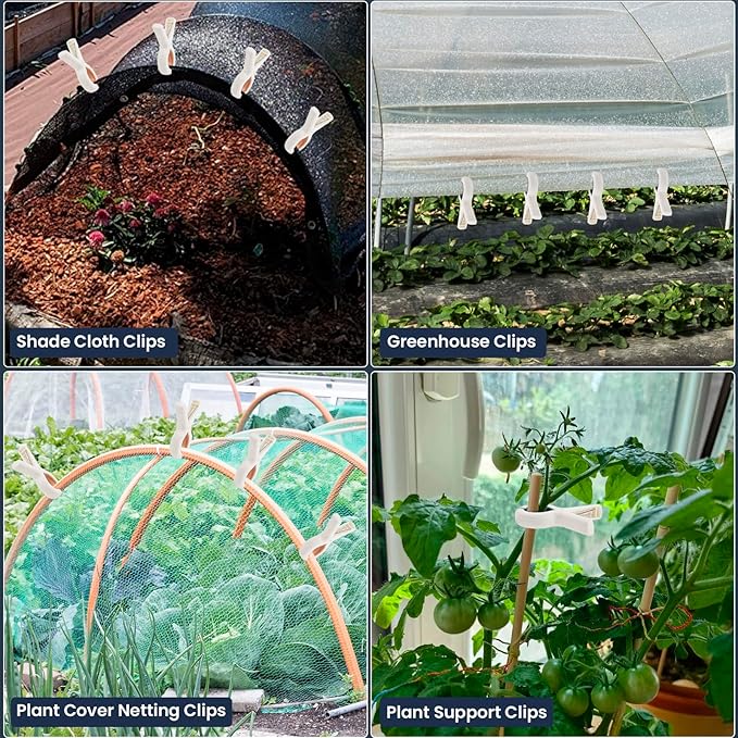 32 PCS 3.7'' Garden Clips Greenhouse Clamps - Large Greenhouse Clips, Heavy Duty Clip for Plant Cover & Shade Cloth on Garden Hoop, Large Open Strong Grip Clamps for Plant Support Netting Cover Film