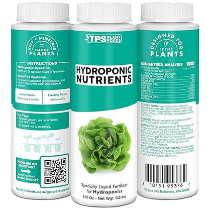 Hydroponic Nutrients for Edible Plants, One Part Complete Liquid Plant Food for Hydroponic Systems, 1 Gallon (128 oz)