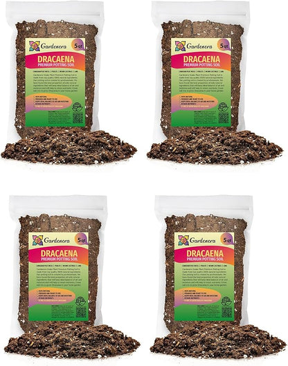 GARDENERA Premium Dracaena Soil Mix - 20 Quart - Expertly Formulated Potting Mix for Thriving Dracaena Trees and Shrubs (4 Bags of 5 QT)