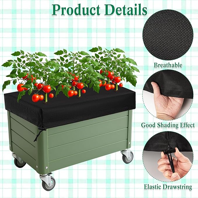 4 Pack City Picker Mulch Covers, Black Planter Box Cover with Elastic Drawstring City Pickers Covers for Raised Garden Bed, 20" x 24"