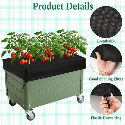4 Pack City Picker Mulch Covers, Black Planter Box Cover with Elastic Drawstring City Pickers Covers for Raised Garden Bed, 20" x 24"