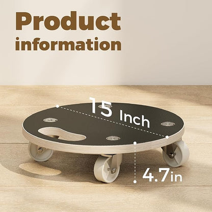 Bamworld Plant Caddy with Wheels 15 Inch Heavy Duty Rolling Plant Stand for Large Potted Plants 550 lbs Capacity Plant Dolly with Wheels Plant Rollers Base for Indoor Outdoor Large Planter Flower Pot