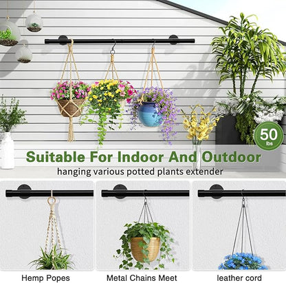 Plant Hanging Rod, 47 Inch Plant Hanger Indoor for Window Ceiling, Heavy Duty Hanging Planters for Indoor Plants, Black Wall Plants Holder, Window Plants Shelves Pot/Chain/Plant Not Included