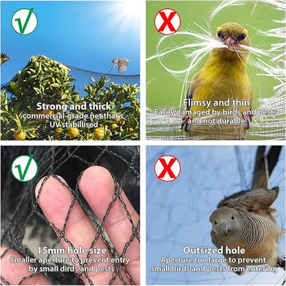 Bird Netting 25x100ft,1" Mesh Garden Netting Pest Barrier for Plants, Fruit Trees, Vegetables, Extra Strong Woven Mesh Poultry Net for Chicken Run, Animal Fencing Against Bird, Deer,Poultry