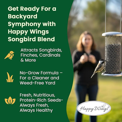 Happy Wings Black Oil Sunflower Seeds – 5 lb Wild Bird Food for Cardinals, Finches & Chickadees – High-Energy Natural Bird Feed for All Life Stages