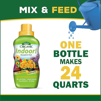 Espoma Organic Potting Soil Mix 4qt Bag and Indoor! Liquid Plant Food Concentrate 8oz Bottle. Use for Indoor houseplants - for Organic Gardening - Combo Pack