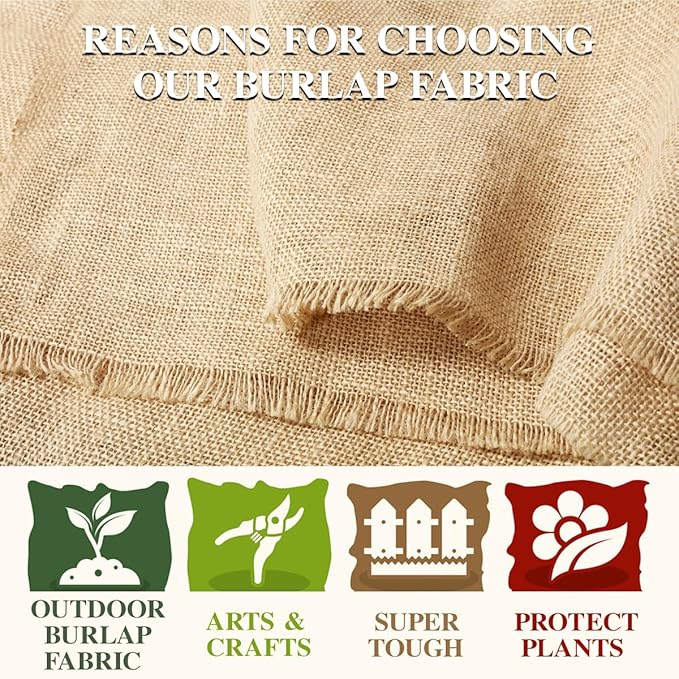 Burlap Fabric Roll, 40" x 24 Feet Burlap Garden Fabric Natural Jute for Decorations, Crafts, Weddings, Table Runner, Landscaping, Plants & Tree Covering