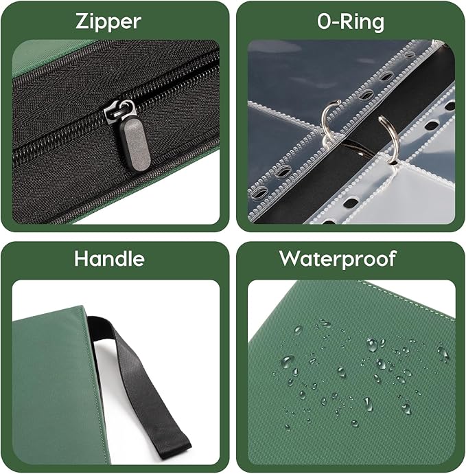 Zippered Seed Storage Organizer Binder with Handle, Gardening Seed Saving Kit, Holds 120+ Seed Envelopes, Fit Flower, Plant and Vegetable for Seed Packets (Upgraded Version)