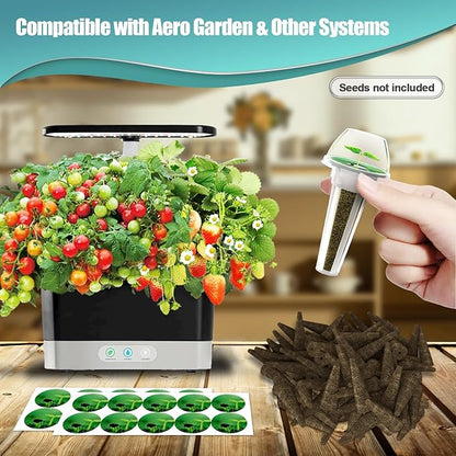 64pcs Seed Pod Kit for Aerogarden, Hydroponics Supplies for All Brands Hydroponics Growing System, Grow Anything Kit with 20 Grow Sponges, 20 PVC Labels, 12 Plant Baskets & Domes, 1pc Tweezer
