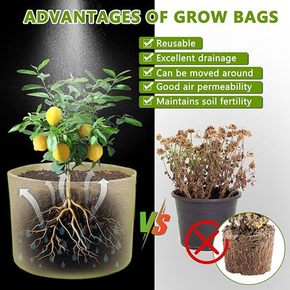 Bestio Plant Grow Bags,1 Gallon 8 Packs Grow Bags,300G Non-Woven Fabric for Vegetables Fruits Flowers Backyard Outdoor Uses