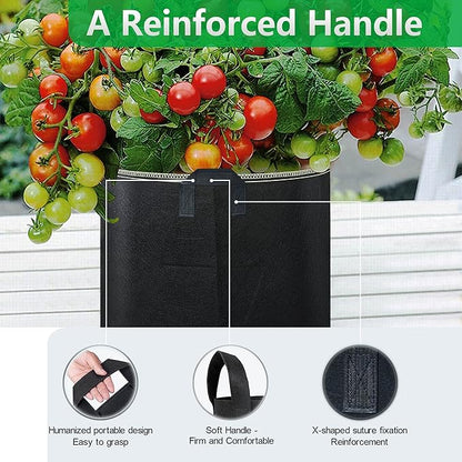 LINERY 15-Pack 7 Gallon Planting Grow Bag Black Heavy Duty Thickened Grow Bags Upgrade Hemming Process Grow Bag with Handles Non-Woven Fabric Plant Pots【15-7G】