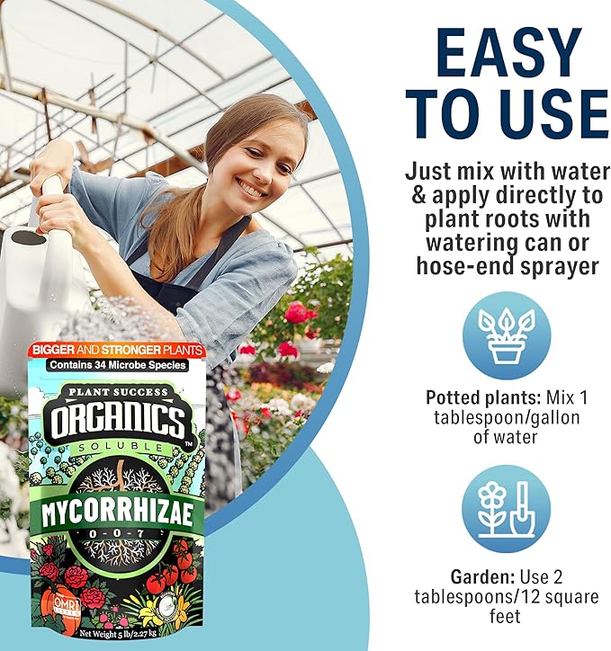 Mycorrhizal Fungi OMRI Organic Root Enhancer for Plant Success, Super Potent 20 Strain ECTO and ENDO Blend for Trees, Vegetables and Houseplants, Beneficial Bacteria Included Treats 700 Plants