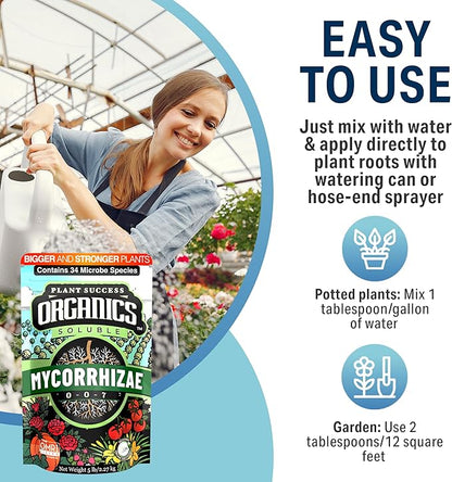 Mycorrhizal Fungi OMRI Organic Root Enhancer for Plant Success, Super Potent 20 Strain ECTO and ENDO Blend for Trees, Vegetables and Houseplants, Beneficial Bacteria Included Treats 700 Plants