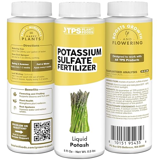 Potassium Sulfate Fertilizer, Premium Potassium and Sulfur Plant Nutrient Blend, 32 oz (1 Quart)