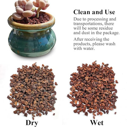 2 lbs Red Lava Rocks for Plants,1/4 Inch Crush Volcanic Rock Gravel Potting Mix for Succulent Cactus Bonsai Aquarium Fire Pits and Garden Landscaping
