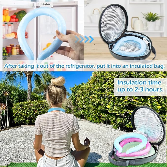 2PCS Neck CoolingTube with Insulated Bag, Reusable Ice Coolers Wearable Body CoolingProducts, Neck Coolers for HotWeather