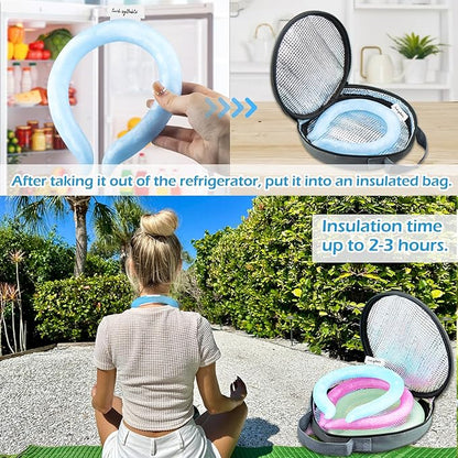 Neck CoolingTube with Insulated Bag, Reusable Ice Coolers Wearable Cooling Products, Neck Ice Coolers for HotWeather (Blue)