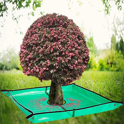 Landscape Pruning Tarp, 78.7“X78.7” Landscape Tarp for Trimming with 12 inch Hole, Pruning Trees Waterproof Tarp, with Corner Buckles, can Stand Up Fasten Around Trees and Shrubs