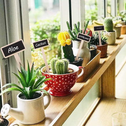 Exceart Mini Wooden Chalkboard Plant Labels Wooden Plant Markers Tags Nursery Garden Labels Planter Pot Markers Stakes for Home Gardening Supplies 40pcs