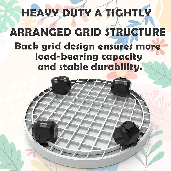 14 Inch Heavy Duty Plant Caddie with Wheels,Rolling Plant Stand Pot Trolley,Wheeled Planter Saucer Tray,Potted Flower Mover Dolly with Casters Round Coaster for Indoor Outdoor
