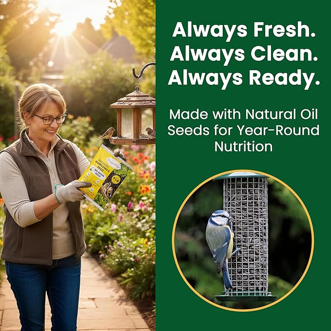 Happy Wings Black Oil Sunflower Seeds for Wild Birds 5 lbs- Combo Pack of 2 I No Grow Seed I High-Energy Bird Food Ideal for Finches, Sparrows, and More I All Year-Round Feeding.
