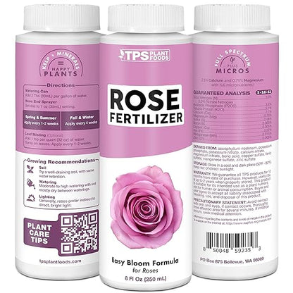TPS NUTRIENTS Rose Fertilizer for Flowering Plants, Liquid Plant Food 8 oz (250mL)