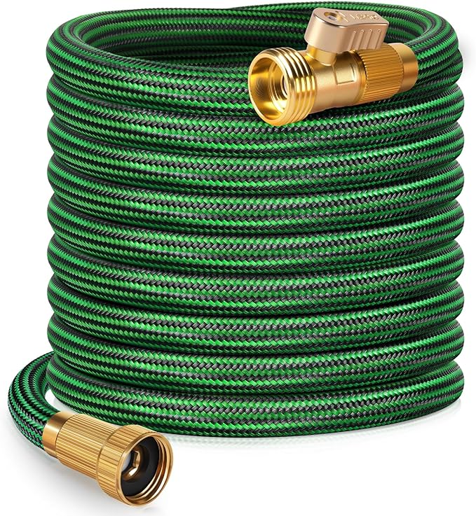 Garden Hose 75 ft NON-EXPANDABLE Water Hose, Flexible & Lightweight Kink Resistant Hybrid Hose, Leak-Proof Heavy Duty, Super Durable Fabric with 3/4" Solid Brass Connectors