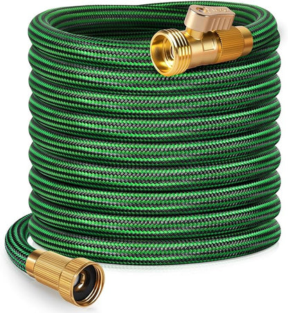Garden Hose 75 ft NON-EXPANDABLE Water Hose, Flexible & Lightweight Kink Resistant Hybrid Hose, Leak-Proof Heavy Duty, Super Durable Fabric with 3/4" Solid Brass Connectors