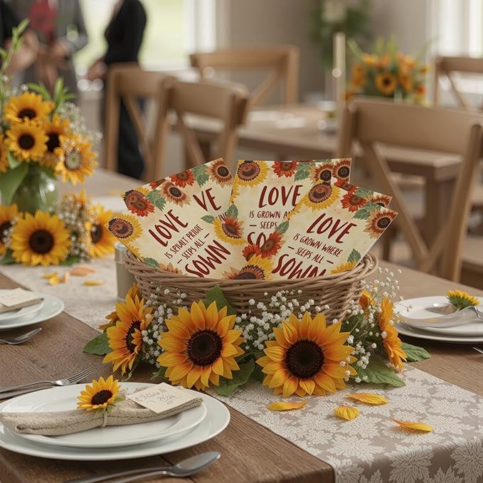 Seed Needs Heirloom Sunflower Seed Packet Favors for Party Events - Pre-Filled & Ready to Hand Out - Great for Weddings, Bridal Showers, Memorials, Fundraisers (30 Packets)