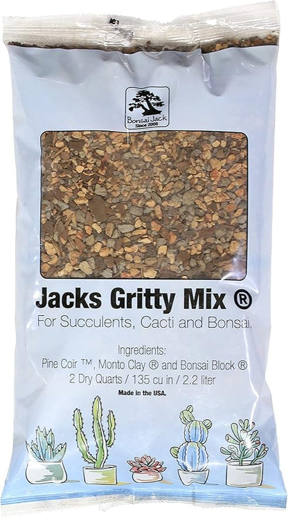 Bonsai Jack Succulent, Cactus and Bonsai Soil - Jacks Gritty Mix - 2 Quarts – Fast Draining – Fight Root Rot – Optimized pH