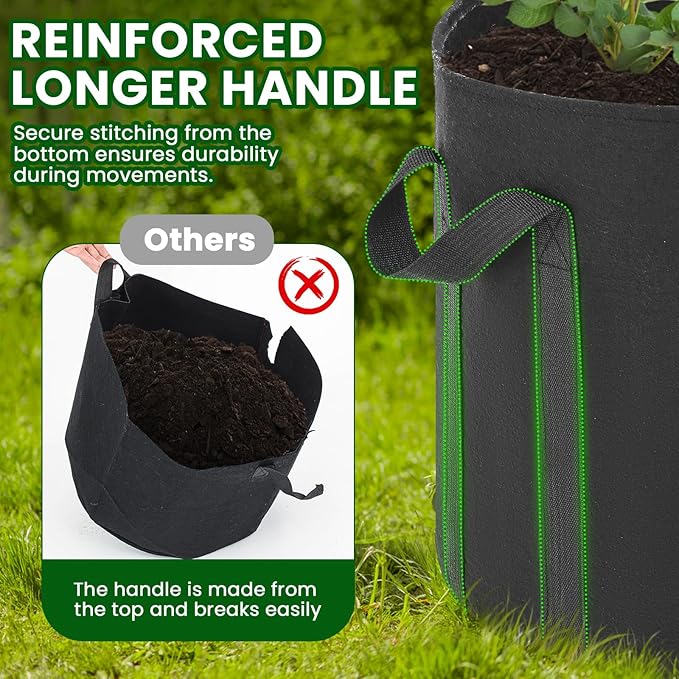 4 Pcs Upgraded Potato Grow Bags 10 Gallon with Harvest Window Visible Window Planting Bags Gardening Pots Thickened Nonwoven Planter for Growing Potato Tomato Vegetable (Black,Gray)
