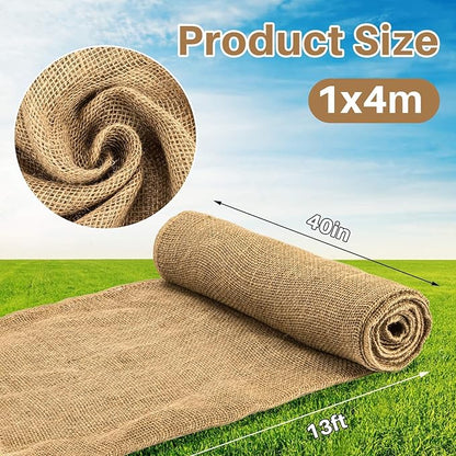 Burlap Fabric Roll - Garden Burlap Fabric Roll 40" X 13 Feet Natural Burlap Material Fabric Roll Trees Fabric Burlap Tree Wrap Outdoor Plant Jute Fabric Burlap Rolls for Crafts Gardening Decor