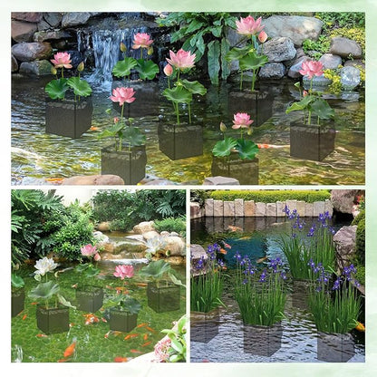 6 Pcs Pond Pots for Plants, Pond Plant Baskets with Handles, 7.1" Reusable Aquatic Pond Planting Bags, Durable Breathe Reusable Fabric Plant pots for Aquatic Plants, Lily, Carrot, Lotus (1 Gallon)