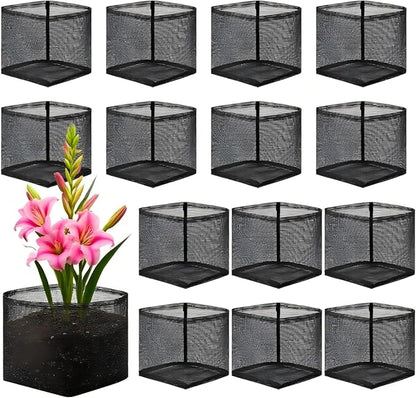 14 Pcs Pond Plant Baskets, Square Reusable Aquatic Planting Bags Breathable Mesh Garden Water Plant Pot for Water Lily Gladiolus Bog and Terrestrial Plants (7 Inch)