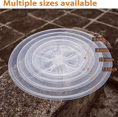 6 Pack of Plant Saucer, 6 inch Clear Plant Trays for Pots, Plant Water Catcher Tray, Plant Plate for Indoors Outdoors