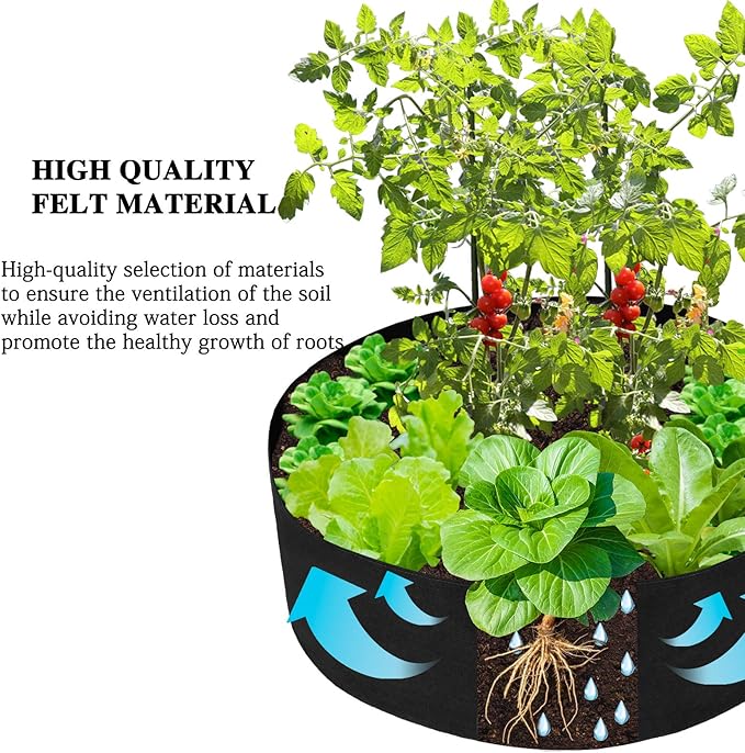 Fabric Raised Planting Bed,50 Gallon Garden Grow Bags Herb Flower Vegetable Plants Bed Round Planter,Violet,Dia36 x 12"