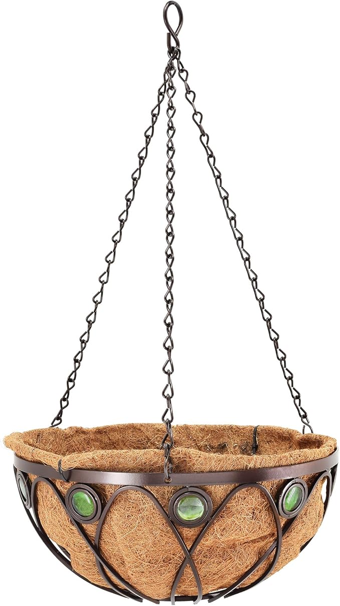 Arcadia Garden Products Emerald Series Round Hanging Basket Planters, 20-Inch Metal Copper Accent CB03