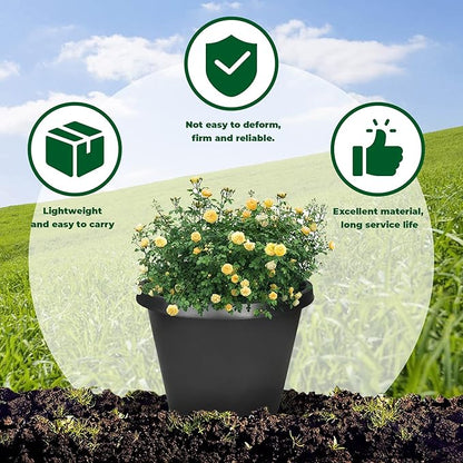 Plant Pots Flower Pot 10-Pack 10 Gallon Planter Nursery Pot Garden Seedling Planters Containers Plastic Injection Molded Pots with Drainage Holes for Outdoor Indoor Plants Vegetables, Black