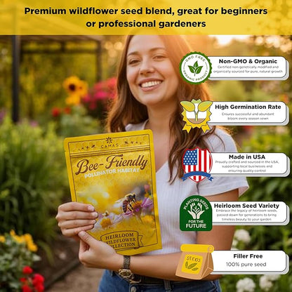 Camas Wildflower Seeds Bulk 1/4 lb – Perennial & Annual Wildflower Seed Mix for Planting Outside, Pure Seed No Fillers, Wild Flower Seeds Throw and Grow for Bees & Pollinators